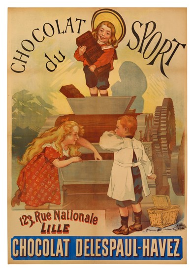 FIRMIN BOUISSET (1859-1925). CHOCOLAT DU SPORT. 1895. 54x38 inches, 139x99 cm. Camis, Paris.
